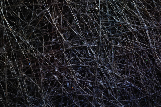 Abstract background. Tangled wire close-up. Macro image of a wire. Highly textured image