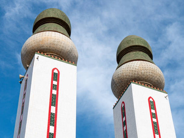 Mosque of the Divinity, Dakar, Senegal - Dual Minaret Low Angle shot