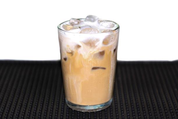 istock Ready for drink with mocha ice coffee serving on bamboo mat in coffee beans spread on white background, isolate concept. 2175233670