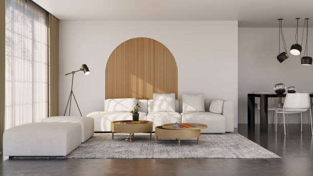 istock Large luxury modern bright interiors Living room mockup illustration 3D rendering image 2175237766