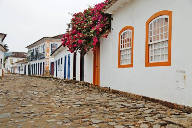 istock Multi colored buildings colonial style street 2175250180