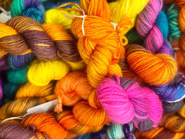 Skeins of colourful yarn