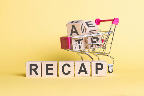 istock Recap word from wooden blocks on yellow desk 2175272933