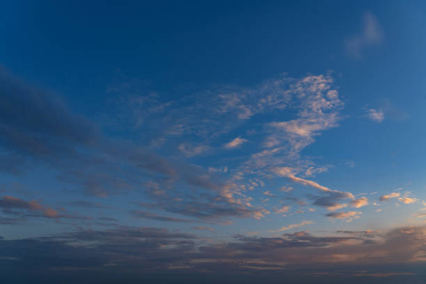 istock summer evening, sunset in yellow, orange and pink with clouds, background 2175276149