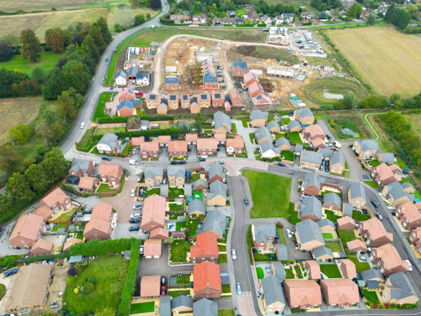 istock Drone top down view of a typical sub-urban housing development in Britain. 2175283678