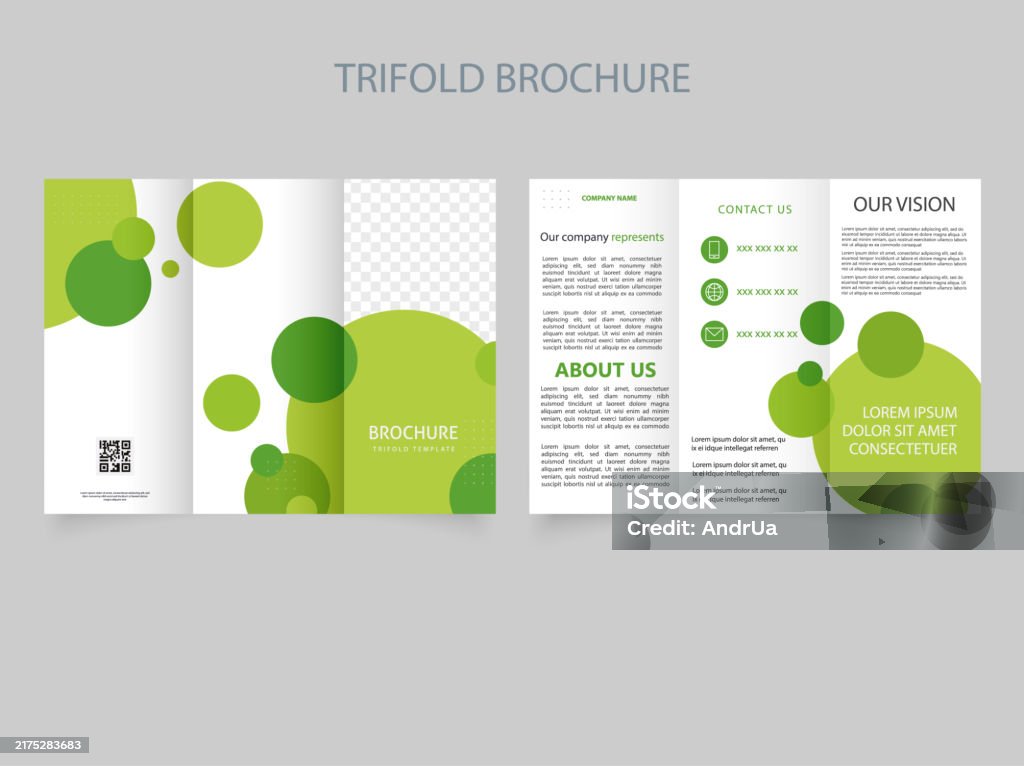 Trifold Brochure With Green Circles The Minimal Vector Editable Layout