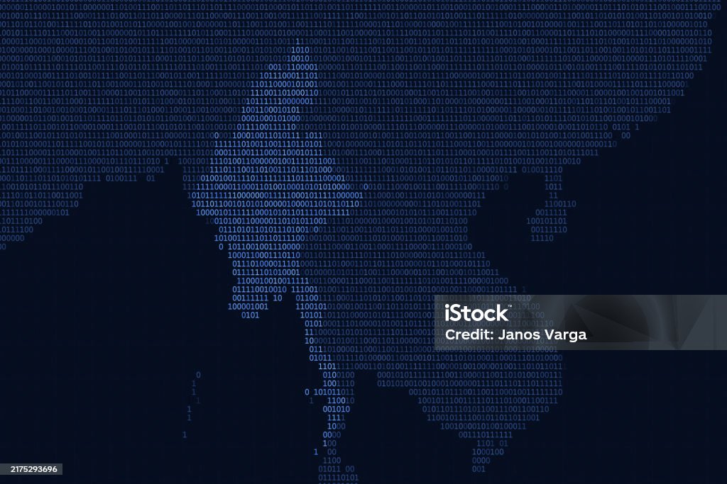 Asia Map Series With Myanmar Blue Binary Code Stock Illustration ...