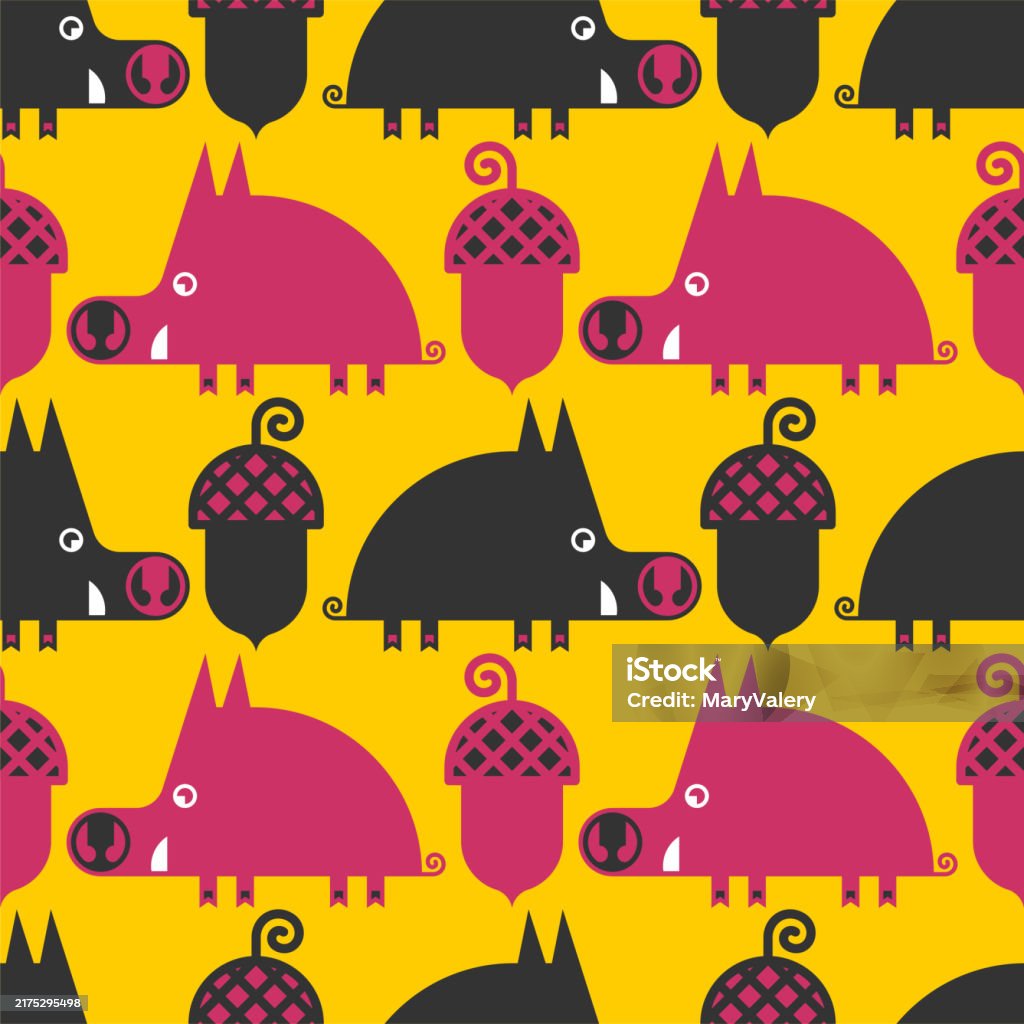 Hog Pattern Boar Pattern Seamless Cute Hog And Offspring Background Wild Pig ...