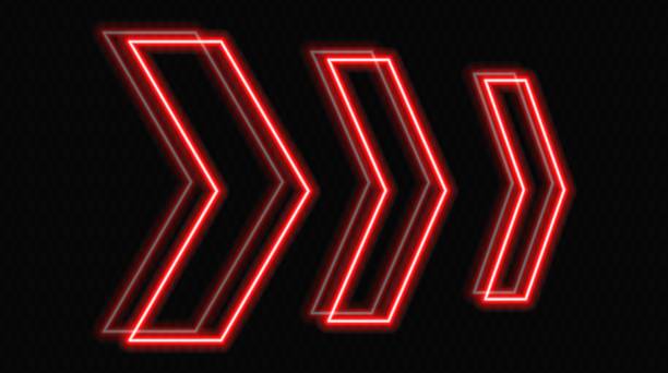 istock Glowing neon arrows in red on a transparent background, pointing in opposite directions. Futuristic, abstract design with a modern, minimalistic look, ideal for technology and motion concepts. 2175298092