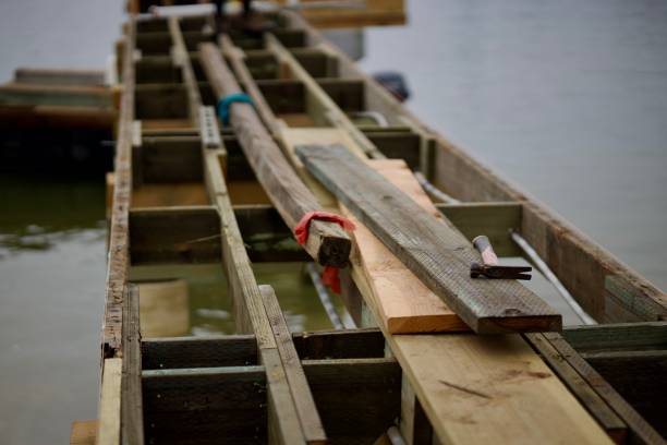 istock Dock in the marina getting new lumber 2175301339
