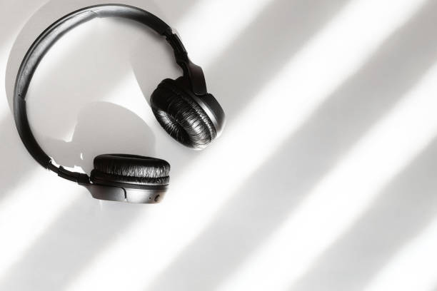 istock Black modern comfortable wireless headphones, copy space. 2175323191