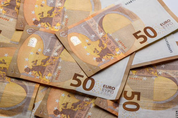 istock Fifty euro bank notes, bills background and texture 2175324490