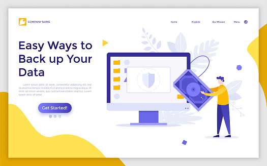 Back Page Computer Digital Ways To Back Up Data Landing Page Template Digital Information Recovery ...