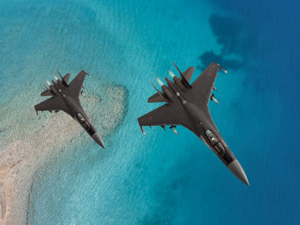 istock SU-27 Russian Jet Aircraft flying over sea. 2175330529
