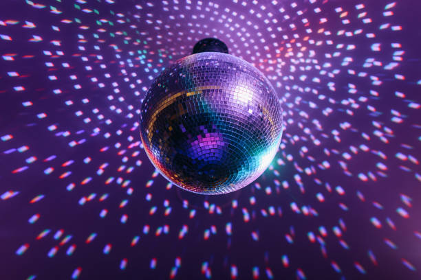 disco ball with bright rays, night party background