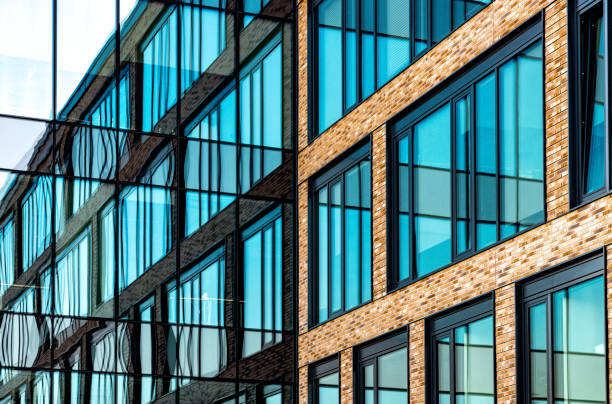 Windows in the modern office building. Business concept