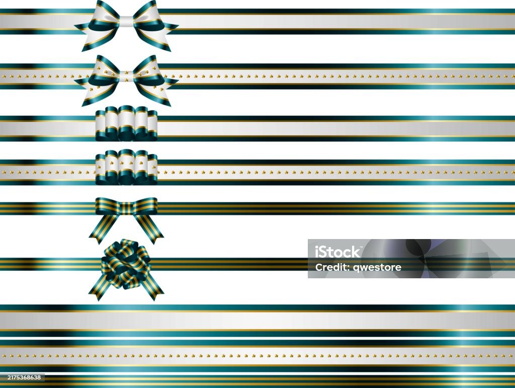 3 Color Ribons Ribbon Knot Variations 25 Three Colors Bluegreen Stock Illustration ...