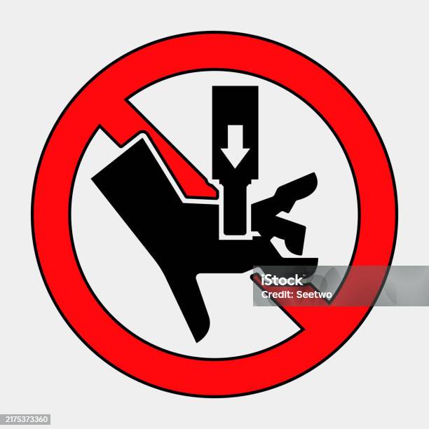 Computer Worksafe Sign Hand Caution Sign For Hand Safety In Work Environments Stock Illustration ...