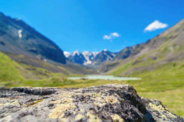 stone slab in autumn mountains