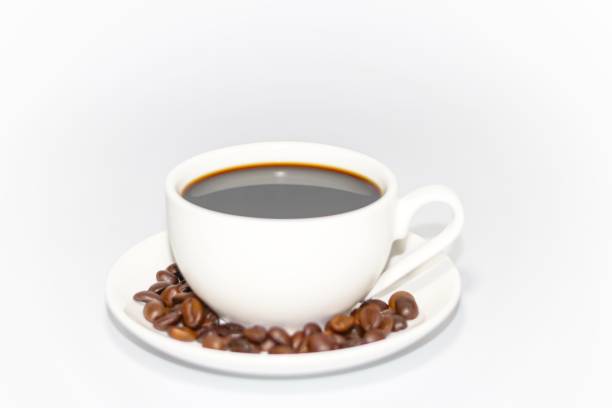 istock Ready for drink with hot coffee serving on white background with coffee beans in isolated concept. 2175382583