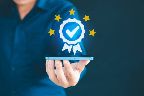istock Customer Satisfaction Survey Users Rate Experience Customers evaluate the quality of service leading to business reputation rankings. 2175384052