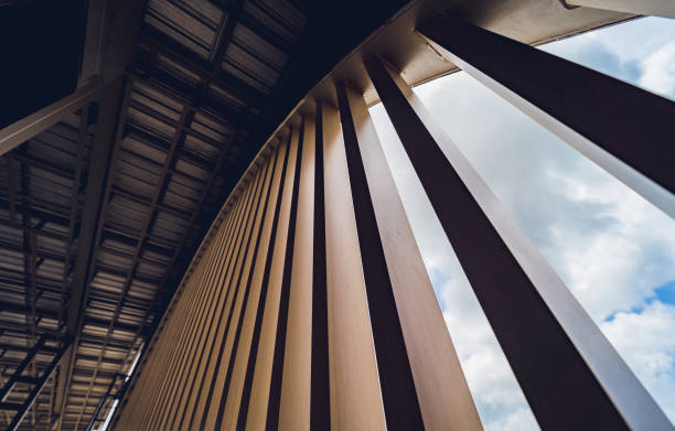 istock A structure featuring wooden slats on construction site contributing to its architectural style 2175386412
