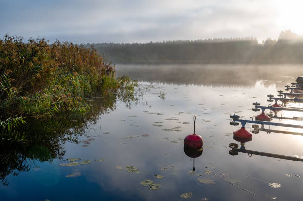 istock Red buoy for mooring boat in calm water 2175388416