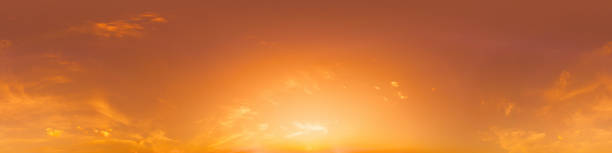 istock Glowing golden red sunset sky panorama. HDR 360 seamless spherical panorama. Full zenith or sky dome for 3D visualization, sky replacement for aerial drone panoramas. Weather and climate change 2175388978