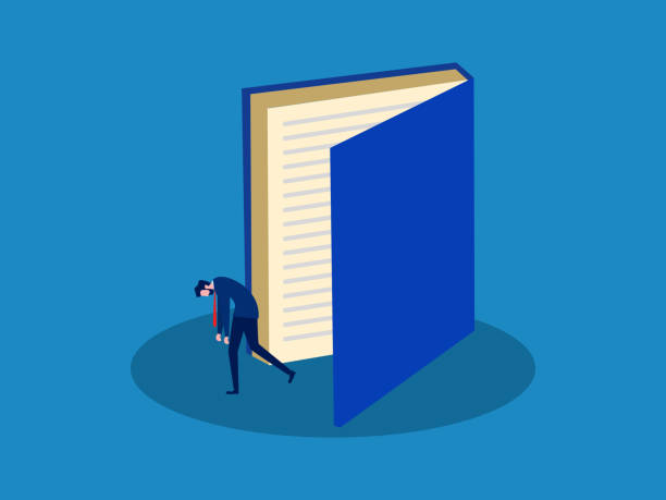 istock Exhausted from learning. Businessman walking out of a large open book door 2175402637
