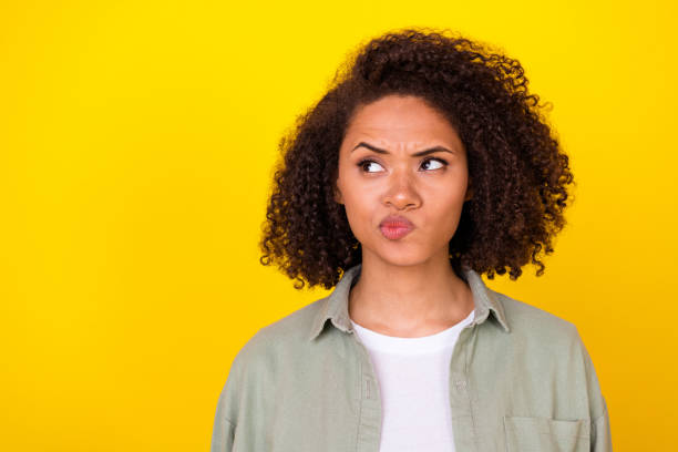 istock Portrait of unsure lady worker marketer look up try remember important information isolated shine color background 2175408173