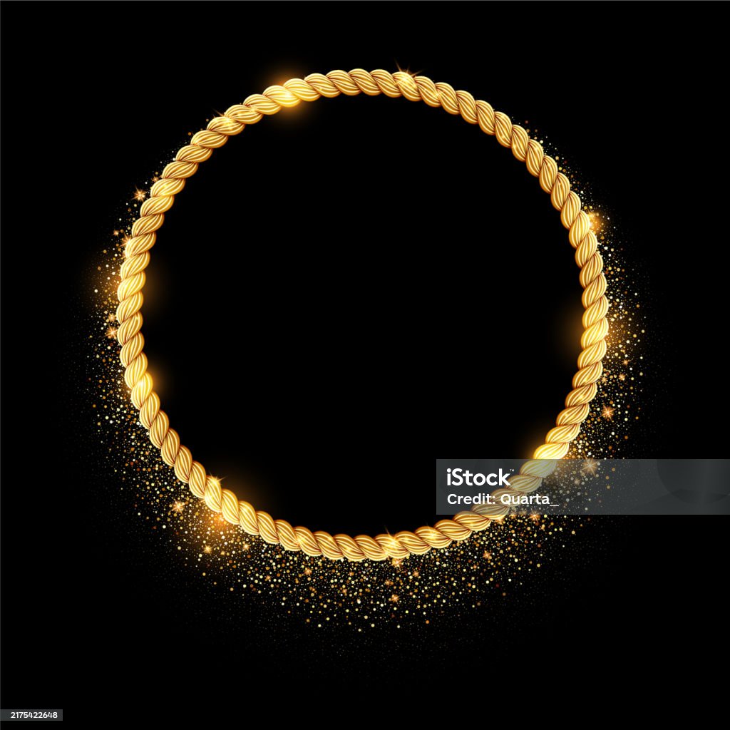 Golden Twisted Rope Border Gold Twisted Braided Chain Frame Elegant Thin Round Border Stock ...