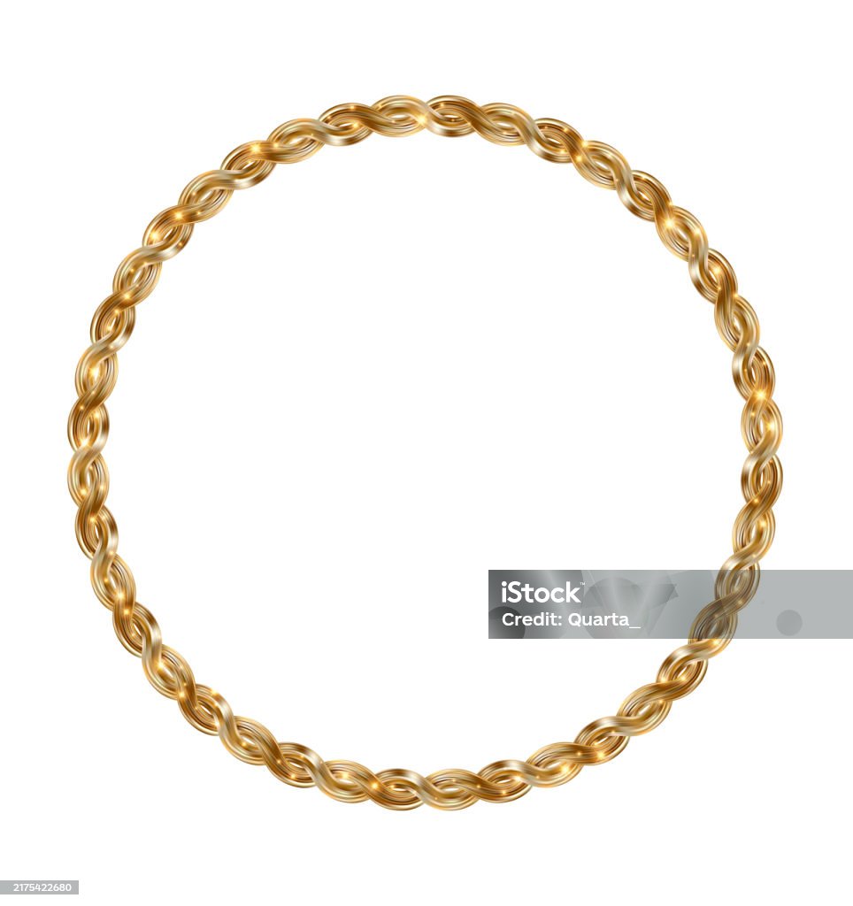 Golden Twisted Rope Border Gold Twisted Braided Chain Frame Elegant Thin Round Border Stock ...