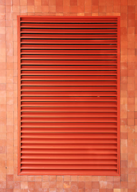 Close-Up Of Red Closed Window Shutter