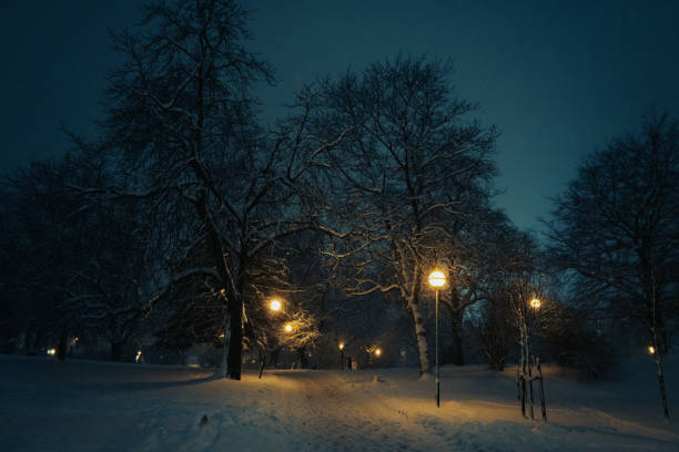 Heavy snow storm in Bergen, Norway