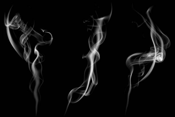 istock White smoke swirls on black background 2175433142