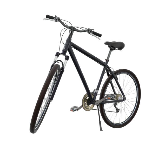 istock Black bicycle standing on kickstand, top view isolated on white background, 3D illustration 2175433624