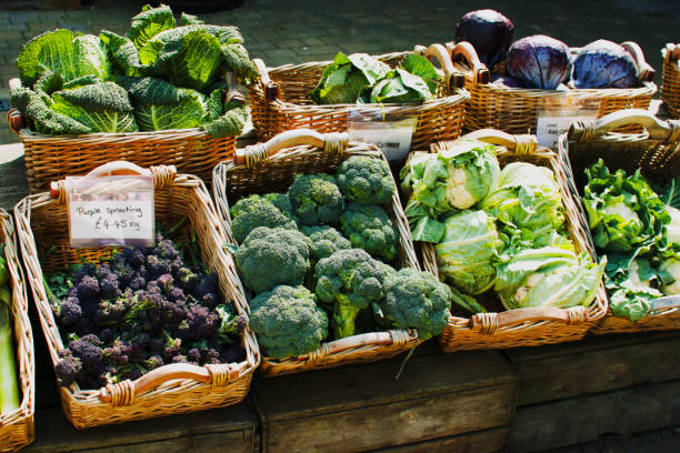 fruit and vegetables at a farmers market