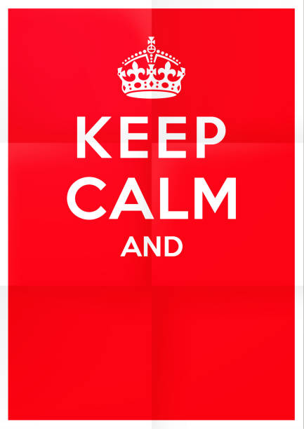ilustrações de stock, clip art, desenhos animados e ícones de "keep calm" blank british war propaganda vector poster - folded version. finalize the phrase the way you want! (folds overlay removable.) - continuidade