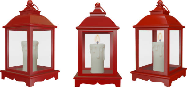 istock isolated 3d red lantern with candle. christmas decoration realistic illustration 2175461593