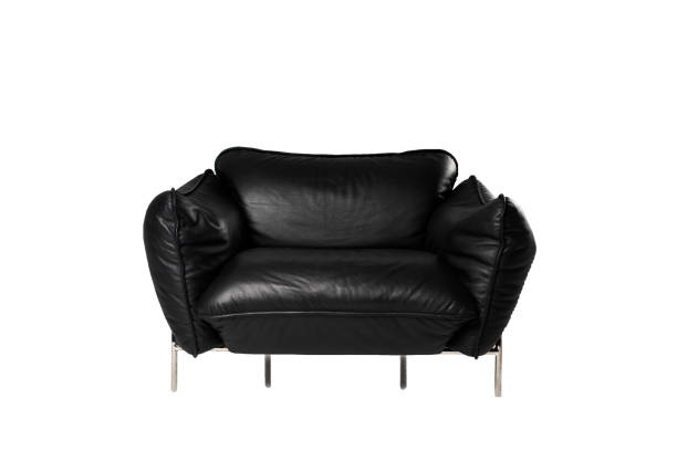 istock Black leather armchair in modern style isolated on white background. 2175462127