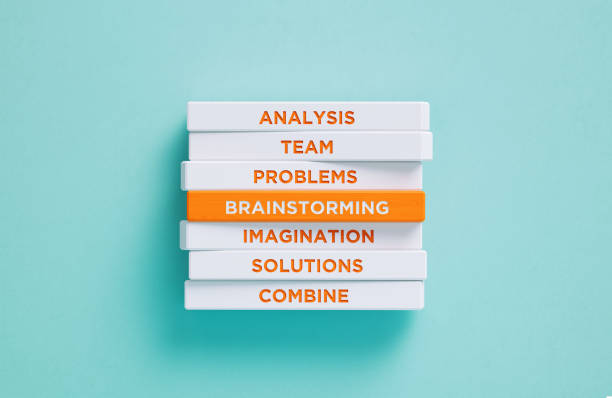 istock Brainstorming  Related Words Written Wood Blocks On Blue Background - Brainstorming Concept 2175462881