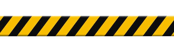 istock Horizontal warning tape with yellow and black stripes, stretched caution ribbon, police line do not cross 2175468350