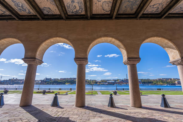 istock Arched View of Stockholm Skyline Through Colonnade. 2175477799