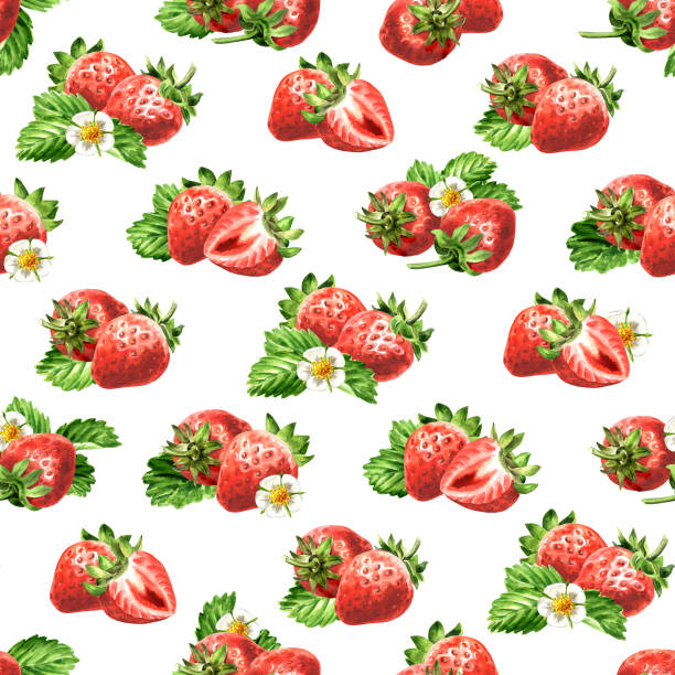 istock Strawberry seamless pattern, Watercolor hand drawn illustration isolated on white background 2175485316