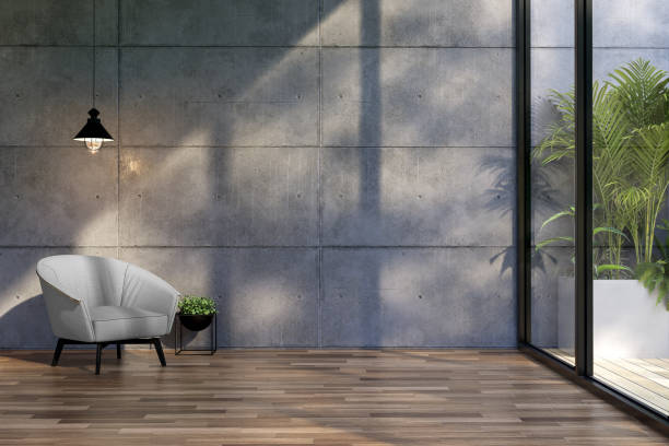 istock Modern contemporary loft style living room with empty concrete wall for copy space 3d render 2175487331