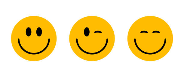 Set of smiley emote. Smiling face icon. Cute smile sign. Happy emotion symbol. Emoticon symbol sign. Vector illustration eps10