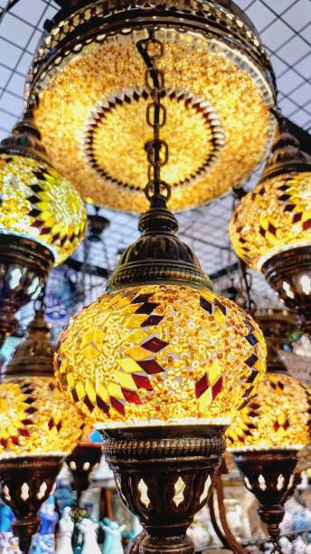 istock decorative colored glass chandelier, lampshade. 2175505287