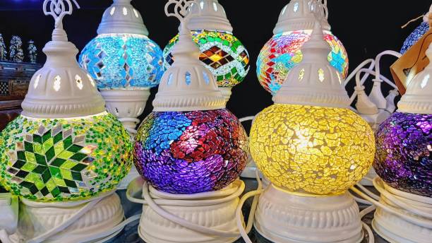 istock decorative colored glass chandelier, lampshade. 2175505322