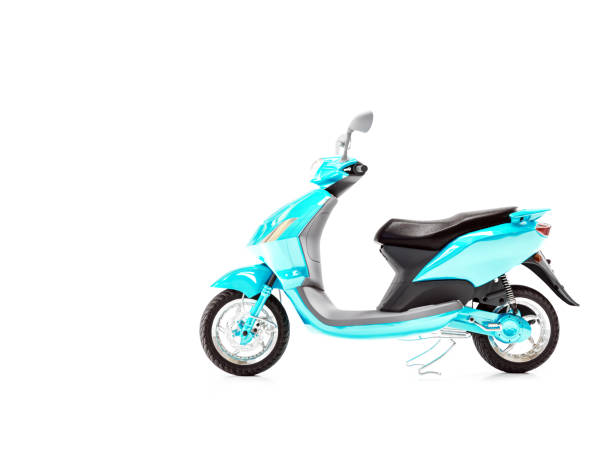 istock Electric moped parked isolated on white 2175510173