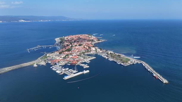 istock Nesebar Bulgaria drone video panorama 2175512523
